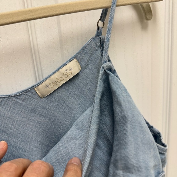 Blue Ruffled Off-Shoulder Sundress - Picture 2 of 3